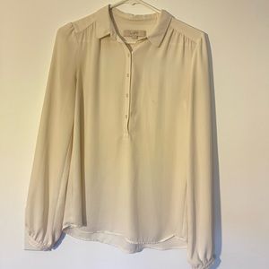 Loft half button cream blouse